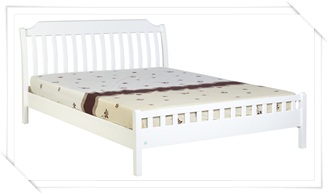 เตียงนอนไม้ยางพารา ขนาด 5 ฟุต สี Blanc White